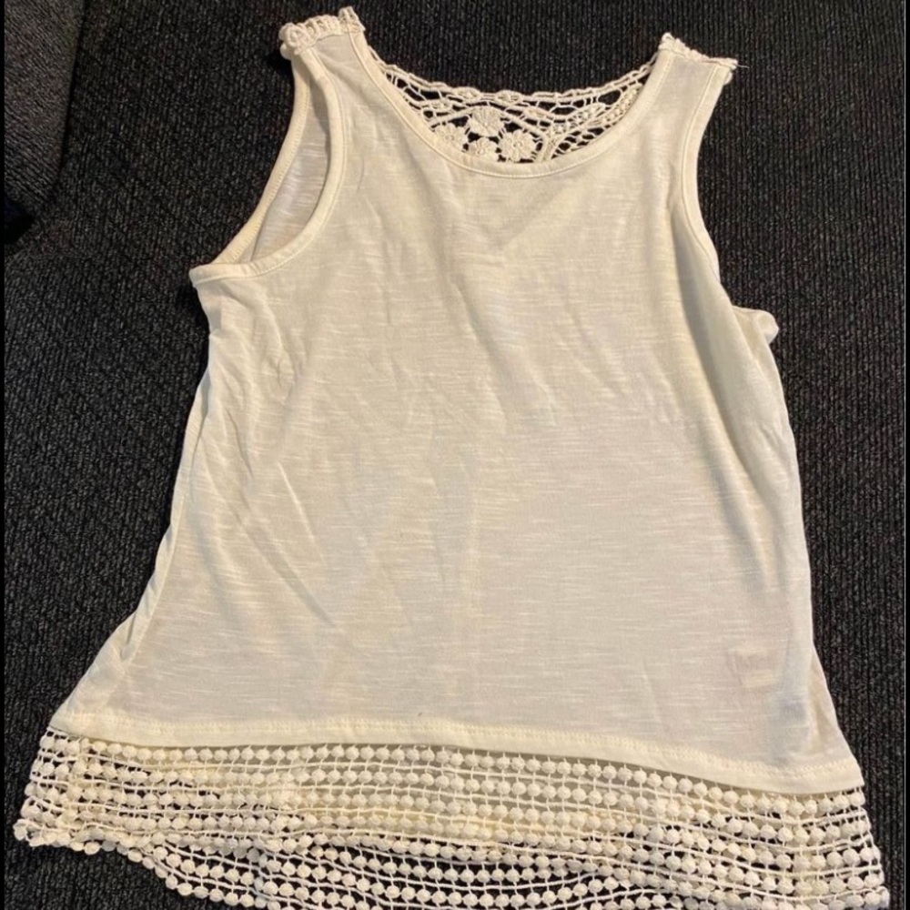 Girls off white tank top crochet trim Self Esteem Large